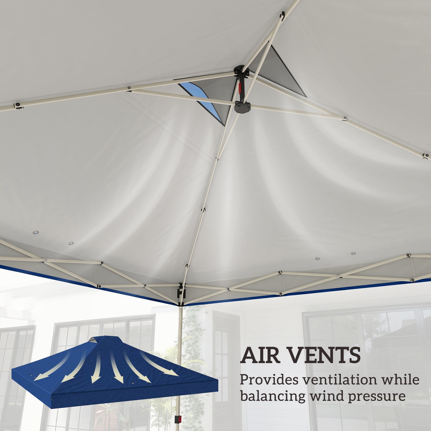 3x3m Gazebo Roof Replacement Canopy | UV50+ Waterproof | 210D Silver-Coated Oxford Fabric | Double Vented | 8 Drainage Holes | Hook & Loop | Fits 3x3m Straight-Leg Frames | Blue