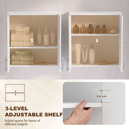 Wall-Mounted Cabinet | White MDF | 60x31x60cm | 2 Doors | Adjustable Shelf 6.4cm Steps | Soft-Close Hinges | 20kg | Bathroom Kitchen Living Room