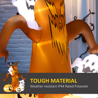 7.9FT Tall Halloween Inflatable Ghost Tree with Pumpkins, White Ghosts and Tombstone, Blow-Up Outdoor Halloween Decoration for Lawn, Garden, Party