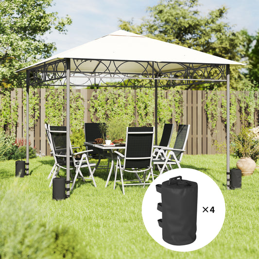 Set of 4 Gazebo Weight Bags | 10L Water or 13kg Sand | 500D PVC | Adjustable Straps 25-70mm Legs | Foldable | Black