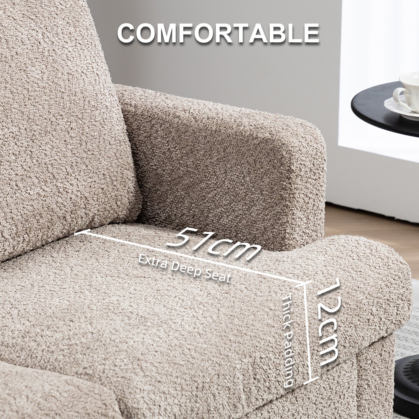 2 Seater Sofa, 138 cm Loveseat Sofa with Removable Back Cushions, Chenille Fabric Small Couch Settee W/ S-springs for Living Room, Bedroom