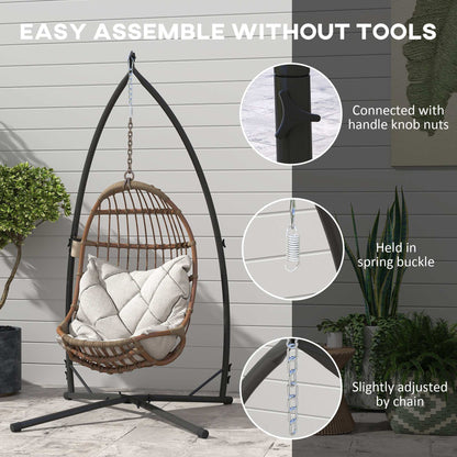 Hammock Chair Stand Only, Hanging Chair Stand with X-Shape Base, Heavy Duty Steel Single Hammock Egg Swing Frame for Indoor Outdoor