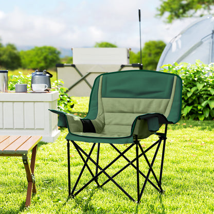 Outsunny Portable Padded Camping Chair, with Bag - Olive Green