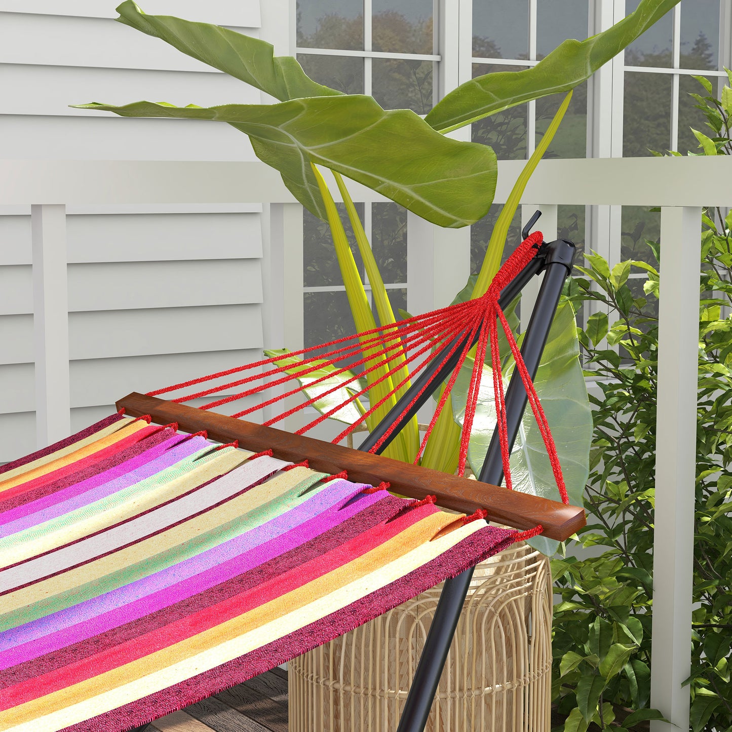 2-in-1 Foldable Hammock Stand | Hammock Net & Chair Stand | Powder-Coated Steel | 120kg Capacity | Carry Bag Included | Indoor & Outdoor | 263 x 89 x 100cm | Black