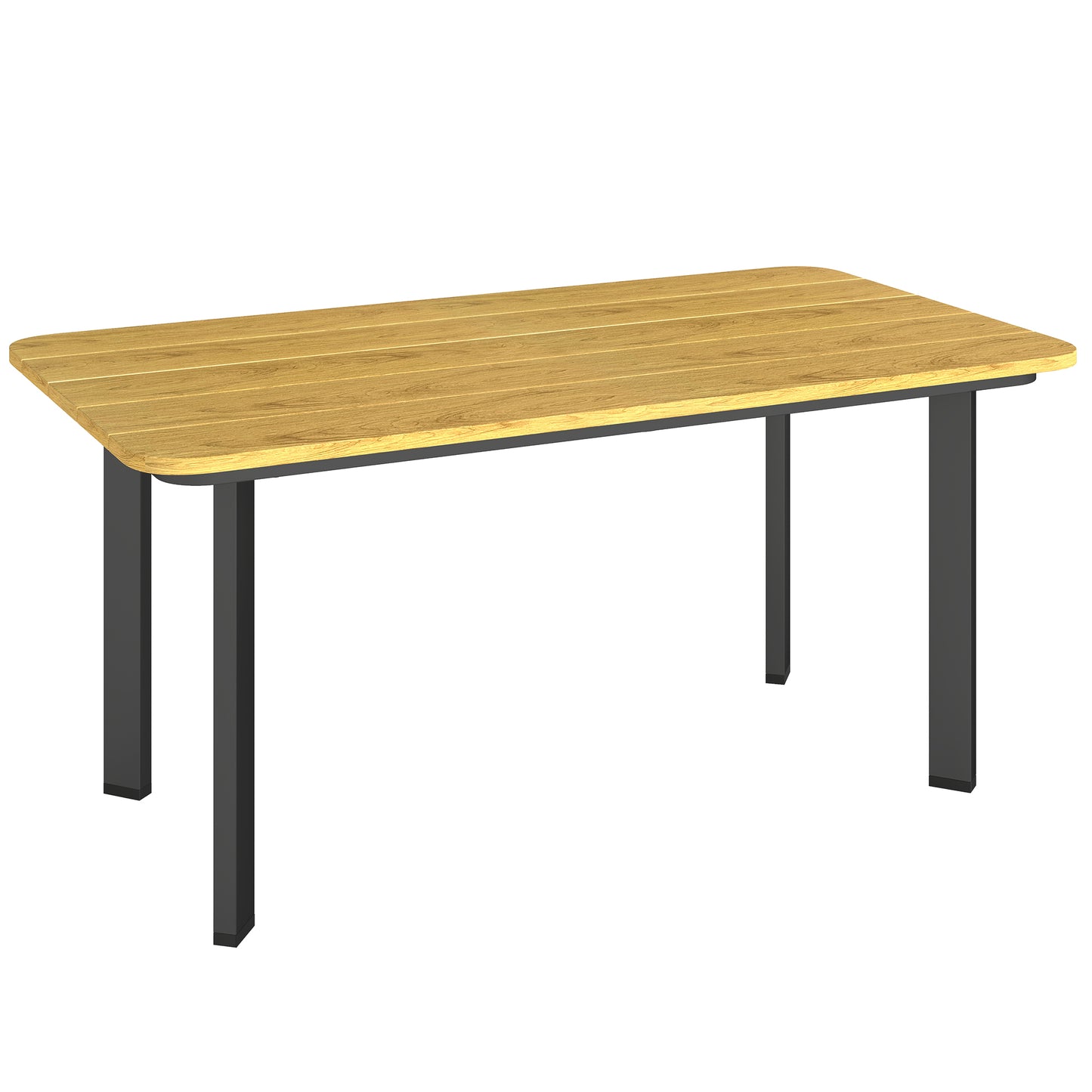 Outdoor Garden Coffee Table | Slatted WPC Top | Powder-Coated Frame | Adjustable Feet | 50kg | 90x49x40cm | Brown