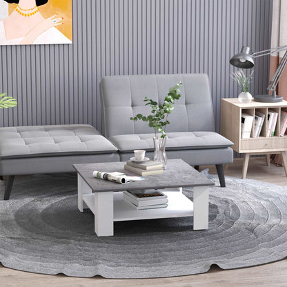 2 Tier Vintage Style Coffee Table Square Side Desk Storage Shelf Indoor Home Living Room Furniture