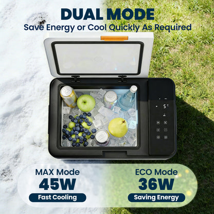 20L Compressor Car Fridge Freezer | Cools to 0°C in 15 Mins | -20°C to +20°C | Bluetooth App Control | LED Interior | MAX & ECO Modes | 12/24V DC & 100-240V AC | Black
