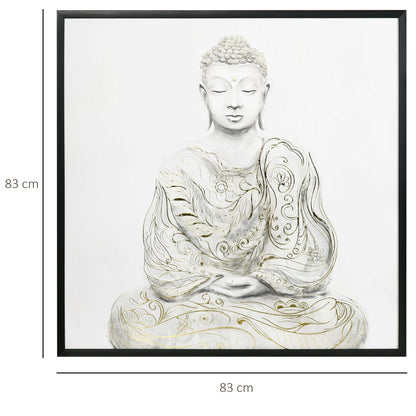 Canvas Wall Art Gold Textured Buddha Sit in Meditation, Wall Pictures for Living Room Bedroom Decor, 83 x 83 cm