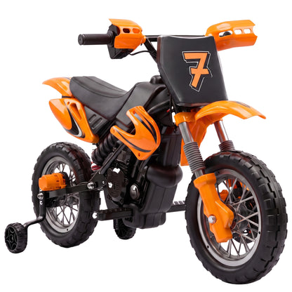 AIYAPLAY 12V Kids Electric Ride-On Motorbike | Red, Orange or Green | Dual 35W Motors, Training Wheels & Rear Suspension | Ages 3–6