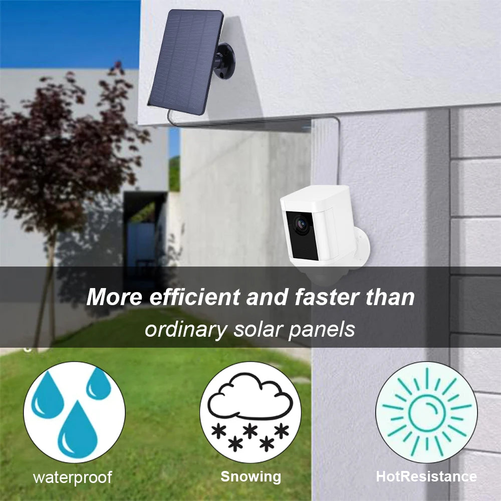 4W 5V Solar Charging Panel Waterproof Solar Battery Charger Adjustable Wall Mount Bracket for Ring Stick Up&Spotlight Camera