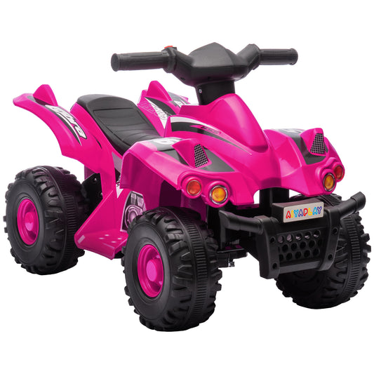 AIYAPLAY 6V Kids Electric Quad Bike w/ Music, Forward Function, for 2-6 Years, Pink - Black