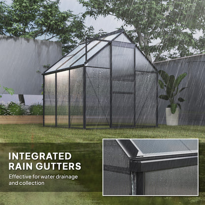 Outsunny 190 x 190cm Walk-In Polycarbonate Greenhouse - Grey