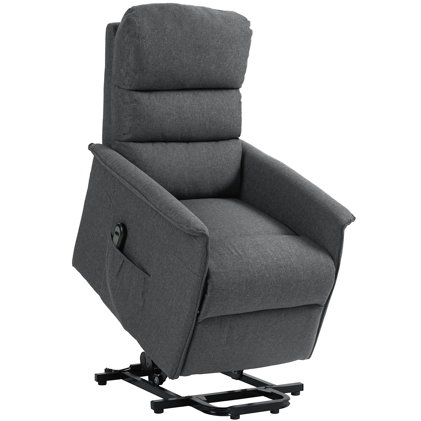 Electric Power Lift Recliner Chair with Spring Pack Seat, Fabric Recliner Armchair for Elderly with Footrest, Remote, Side Pockets, Reclining Chair for Living Room, Dark Grey