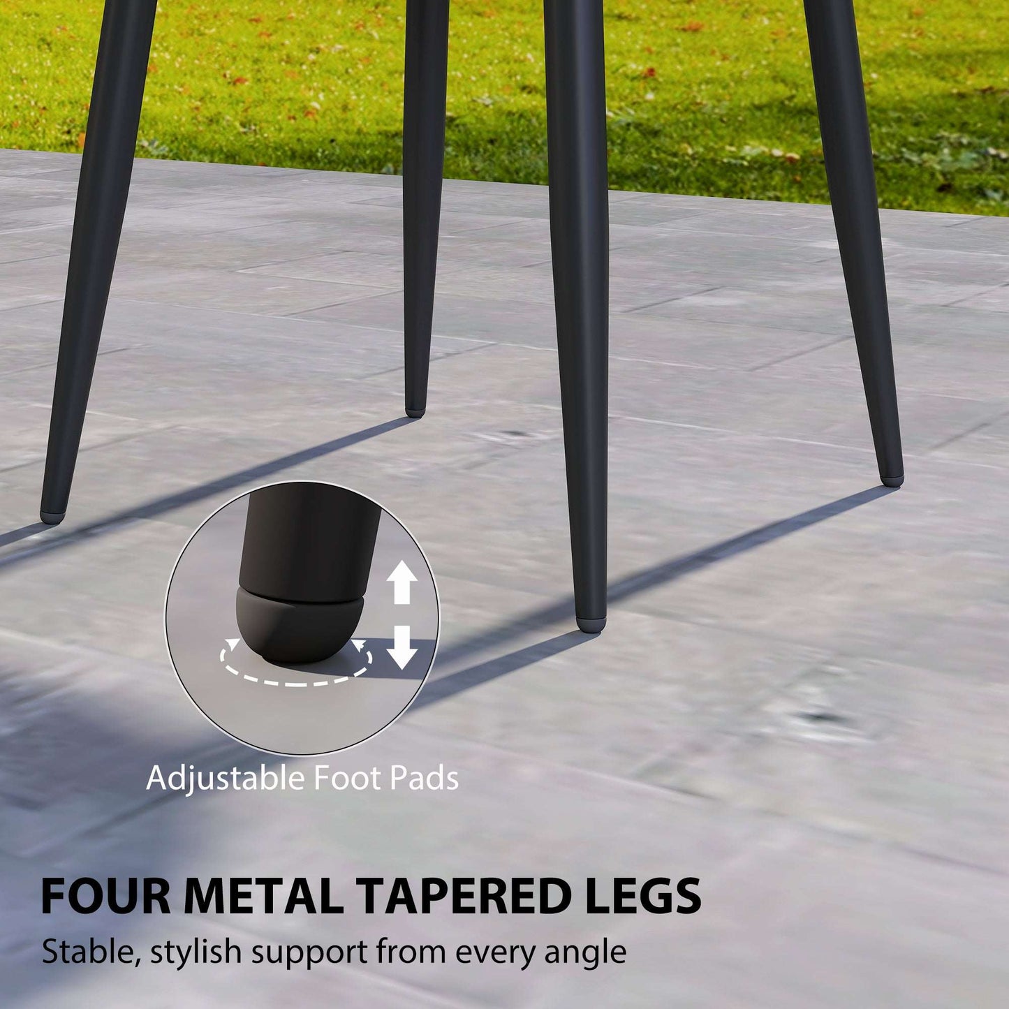 Round Garden Coffee & Side Table | 49.5cm | Tray-Style Weather-Resistant PP Top | Powder-Coated Metal Legs | Adjustable Foot Pads | 30kg Capacity | UV Resistant | Indoor & Outdoor | Black