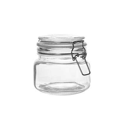 Maison & White Clip-Top Glass Storage Jars | Set of 6 × 500ml | Airtight Seals & Steel Clips | 12 Reusable Labels & Chalk Pen
