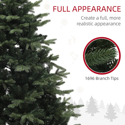 6ft Artificial Spruce Christmas Tree with 1696 Branch Tips and Foldable Steel Base, Realistic Hinged Tree, Holiday Décor for Home Office, Green