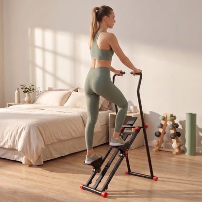Vertical Stair Climber Stepper | 3 Resistance Levels | Adjustable Handlebar 123–133cm | 150kg | LCD Monitor | Phone Holder | Foldable | Black