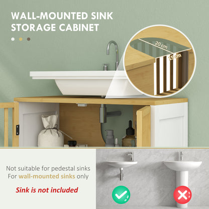 Bamboo-Blend Retro Vintage Style Cut-Out Under Sink Cabinet