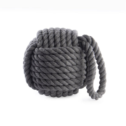 Maison & White Rope Knot Door Stop | Grey Cotton Nautical Doorstop | Weighted Sand & Polyester Filling | 15cm Ball & Carry Loop