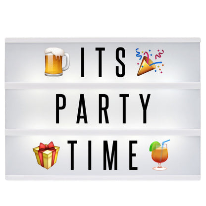 Pukkr A4 Cinematic Lightbox | 205 Letters, Symbols & Emojis | 3-Row Personalised Message Sign | USB or AA Battery Powered