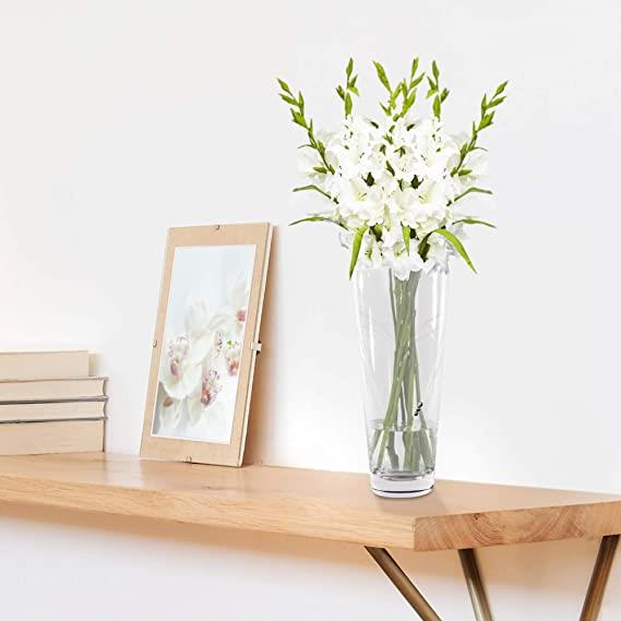 Maison & White Etched Heart Lead-Free Crystal Glass Vase | Gemstone Detail | Large 13x13x30cm | 1078g | Flowers Centrepiece | Anniversary Birthday Mother's Day Gift | 2-Year Warranty