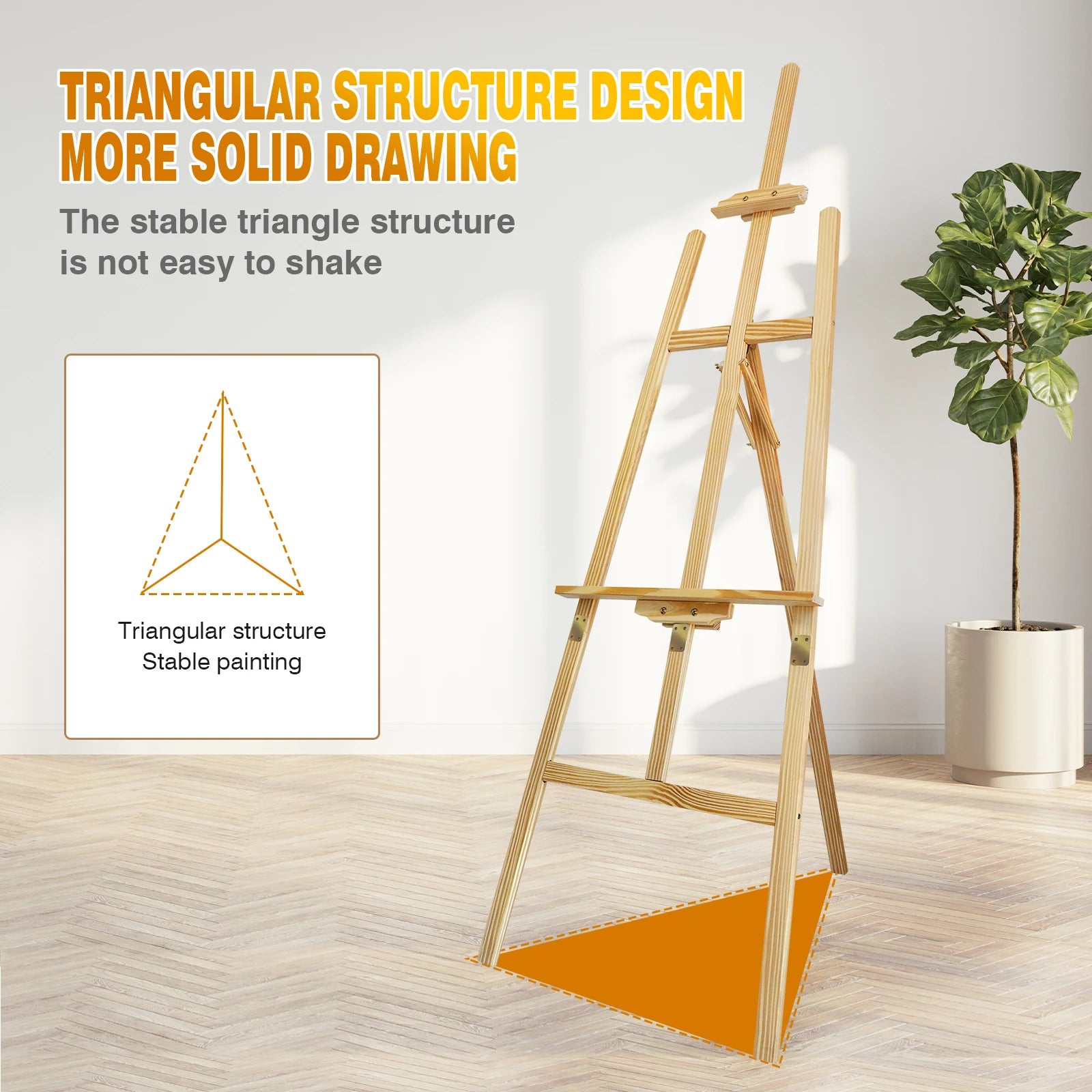 Studio Easel 1.75M Foldable Wooden A Frame Painting Painter Drawing Stand Board 69 Inch Art Display Easel Artist 