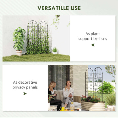 Set of 2 Metal Garden Trellis, Decorative Trellis Panels for Climbing Outdoor Plants, Vegetables, Vines, Flowers, 150 x 50 cm, Scrollwork
