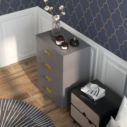 Bedroom Chest of Drawers, Modern 4-Drawer Dresser, Storage Drawer Unit with Aluminium Legs, Dark Grey
