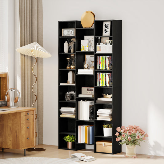 21-Compartment Bookshelf - Black / White