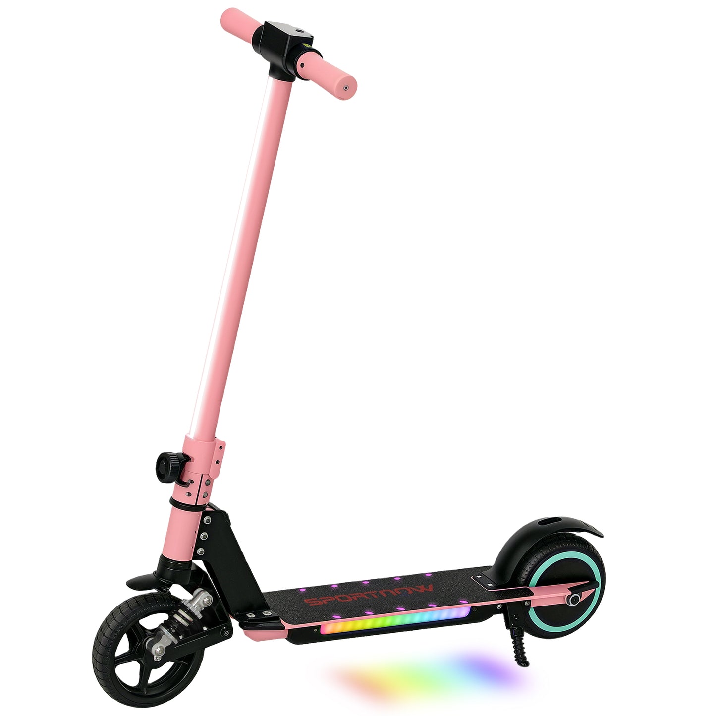 Folding Electric Scooter for Kids Age 6-14 with Dual Brakes, Front Suspension, LED Colourful Lights and Display, 6.8kg Lightweight Aluminium E Scooter, Up to 14 KM/H & 6 KM