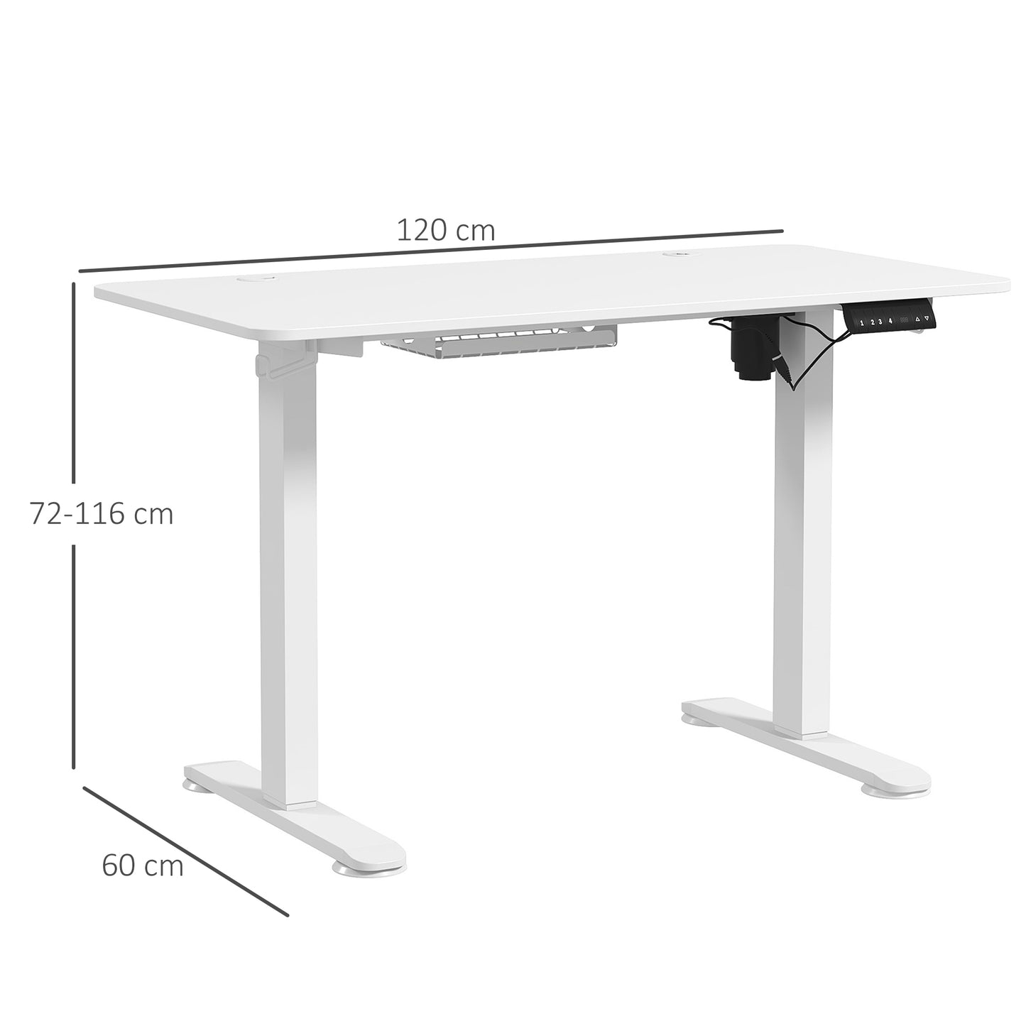 Vinsetto Electric Desk, Height Adjustable Standing Desk with 3 Memory Settings, Collision Avoidance and Overheat Protection