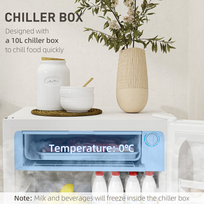 91L Freestanding Under-Counter Fridge Freezer with Lock - White
