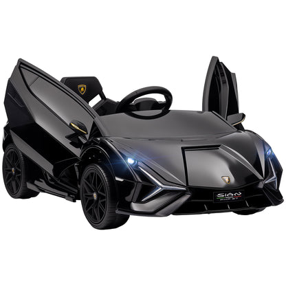 Lamborghini Sian Licensed 12V Kids Electric Ride On Car | Dual Motors | Remote Control | Lights & Music | Seatbelt | Black