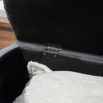 Semi-Circle Bed End Bench Ottoman W/ Storage Tufted Upholstered Accent Seat Footrest Stool with Rubberwood Legs for Bedroom & Entryway