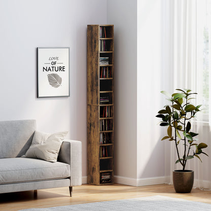 204 CD Tall Narrow Media Storage Tower - Rustic Brown / Black