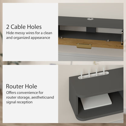 140 cm Floating TV Stand with Storage - Charcoal Grey