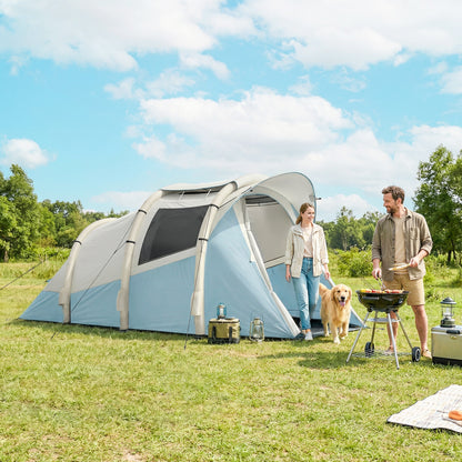 Inflatable Camping Tent | 2-3 Person | 5-Min Setup | 3000mm Waterproof | Level 4 Wind | 2-Room | Mesh Vents | Carry Bag | Light Blue