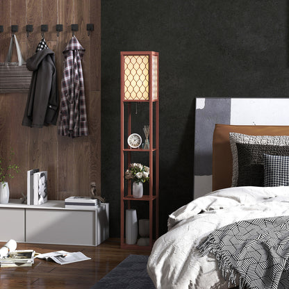 Three-Shelf Standing Lamp - Brown/White