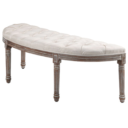 Half Circle Padded Bed End Bench Bedroom Furniture - Cream White