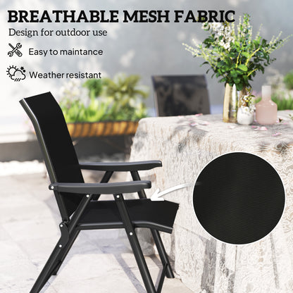 Outsunny Set of Four Folding Outdoor Garden Chairs - Black