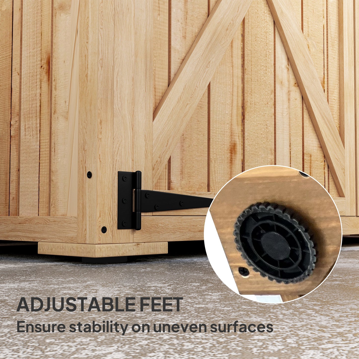 Wooden Garden Storage Shed, Tool Storage Cabinet with Asphalt Roof and 2 Shelves for Garden Tools, Equipment, Outdoor Tool Shed with Double Doors, Natural