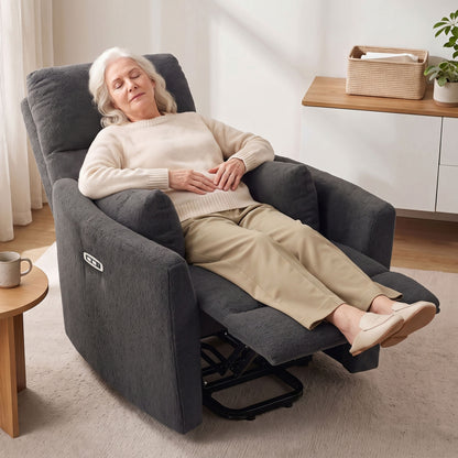 Riser Recliner Chair | 18° Power Lift & 135° Recline | 8-Point Massage & Lumbar Heat | Pocket Spring Teddy Fleece | 12cm Seat Cushion | USB-A & USB-C | Remote | 120kg | 160–200cm | Dark Grey