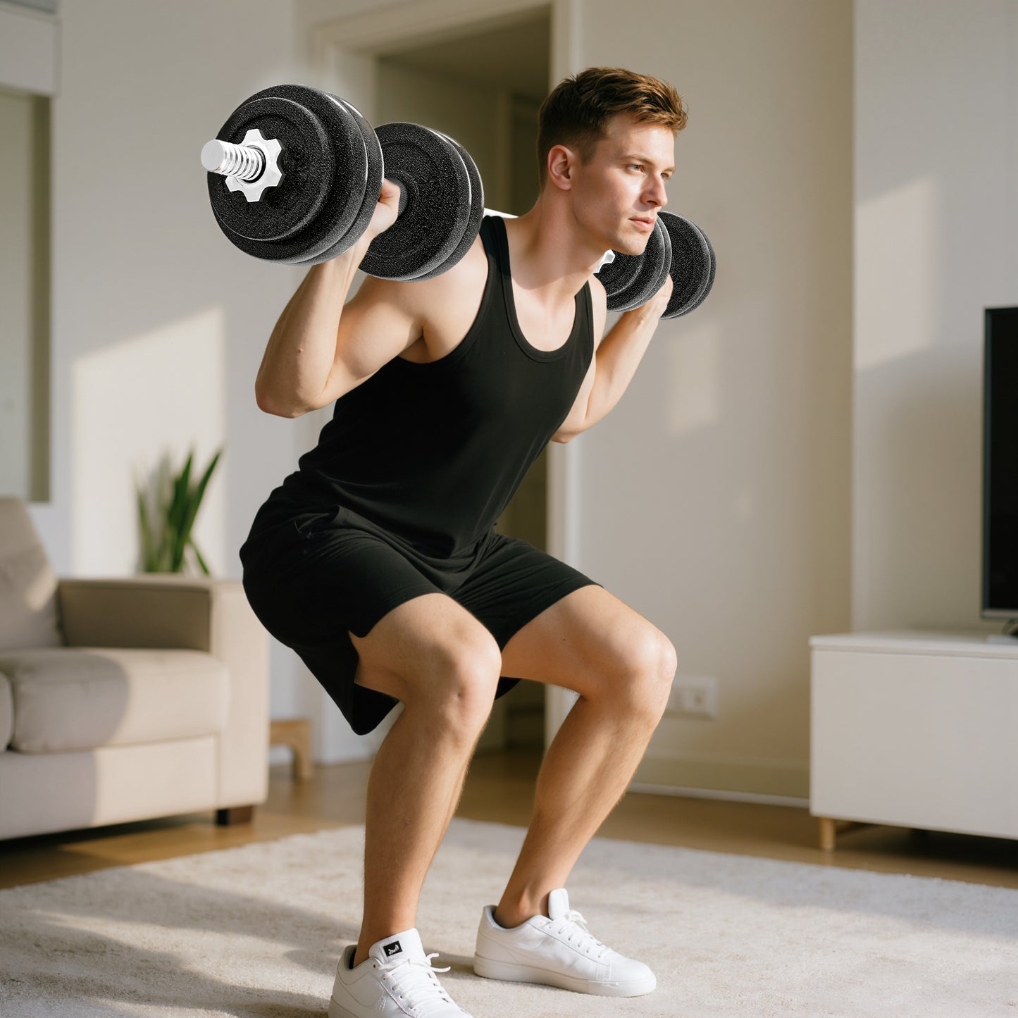 SPORTNOW 2-in-1 Adjustable Dumbbells Set, 30kg Weights Dumbbells Set with Non-Slip Grip for Strength Training, Weight Lifting, Bodybuilding, Home Gym Workout Equipment for Men & Women