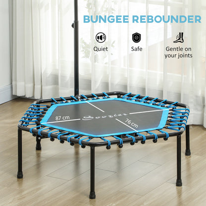 Adult Fitness Rebounder Trampoline | 45" | Bungee Cord | 12-Colour LED & Remote | 3-Height Adjustable Handle | 100kg | Blue