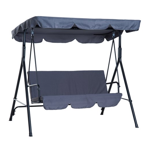 Canopy Swing Chair 3 Seater Garden Rocking Bench Heavy Duty Patio Metal Seat W/ Top Roof Different Options