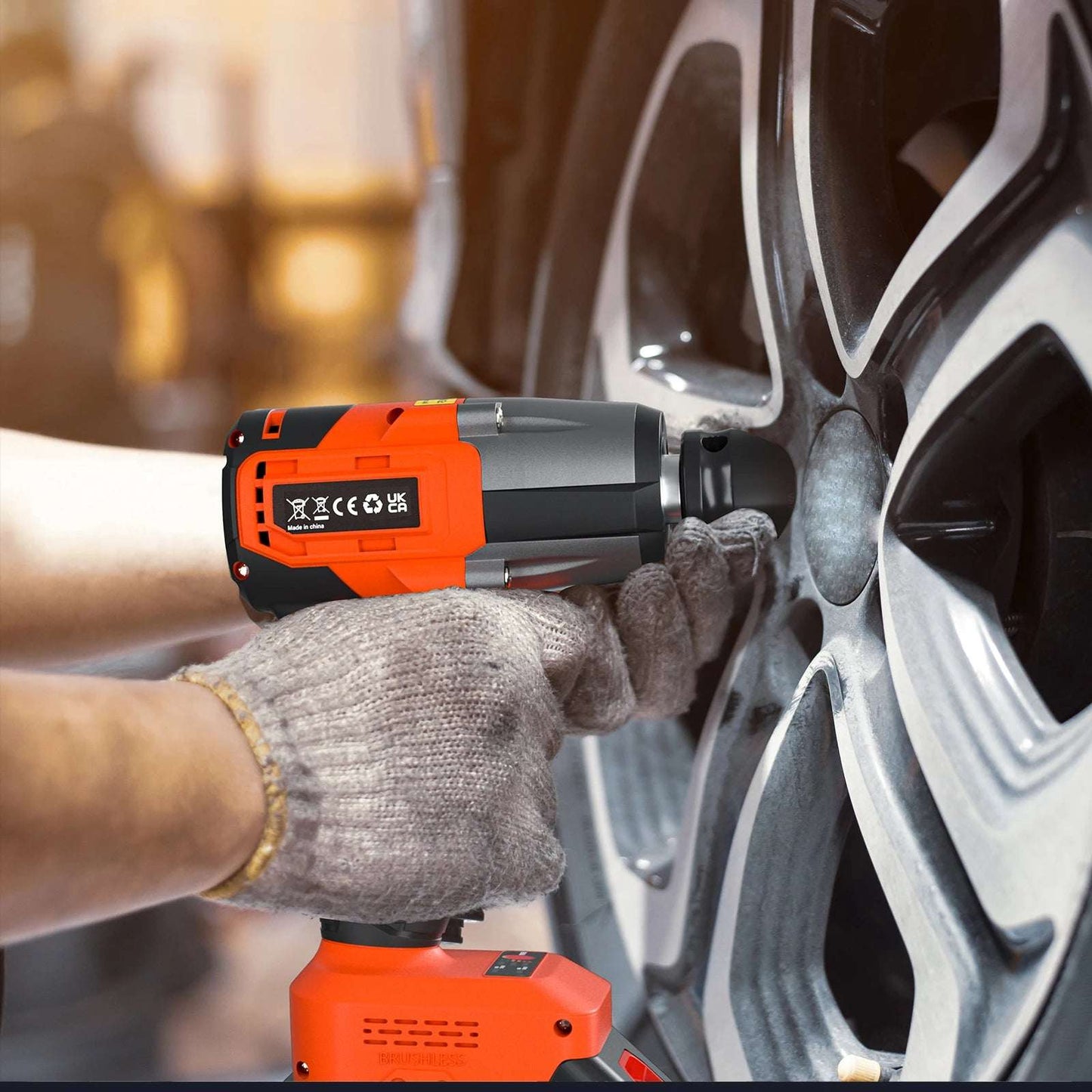 Cordless Brushless  Impact Gun Driver Wrench, Variable Speed 3200RPM & Max Torque 1500Nm & 4 Socket Set