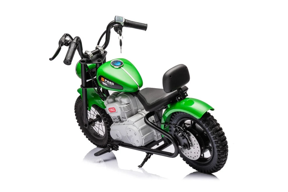 S-P-E-E-D 36V Electric Chopper Motorcycle Ride-On | 350W Twist-Grip Throttle, LED & Horn