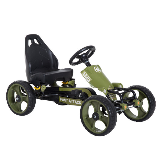 HOMCOM Kids Pedal Go Kart With Hand Brake Green