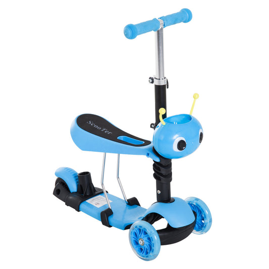 HOMCOM 5-In-1 Kids Kick Scooter With Removable Seat-Blue