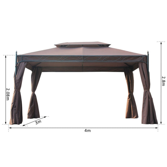 Outdoor 3 X 4m Garden Metal Gazebo Marquee Patio Party Tent Canopy Shelter with Sidewalls Pavilion